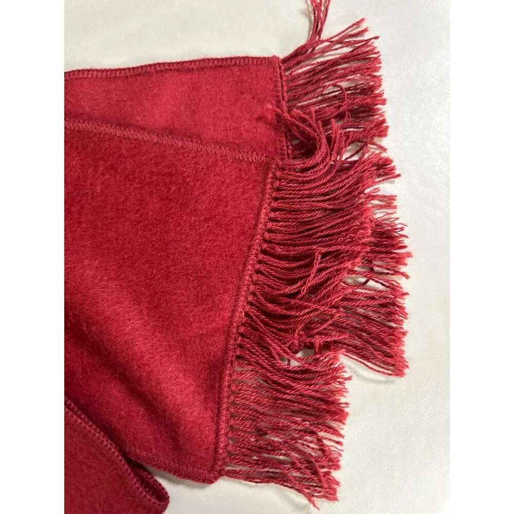 Ccahuantico Alpaca Scarf Red Fringe Made Peru OS Soft Cozy Fall Winter Western